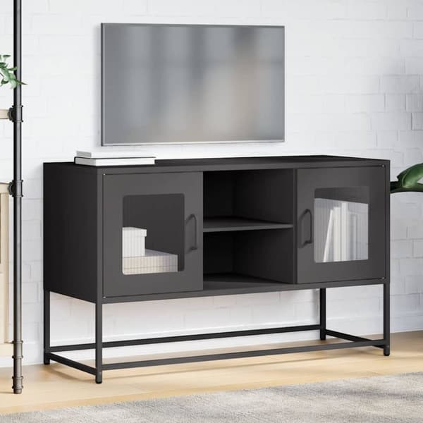 vidaXL TV-benk svart 100,5x39x60,5 cm stål