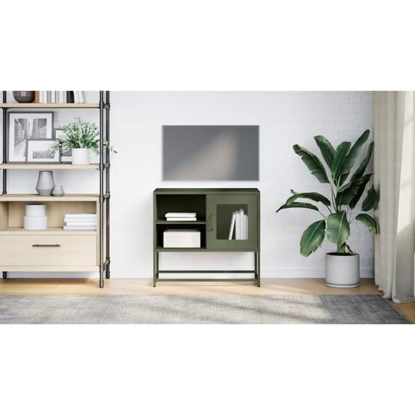 vidaXL tv-bord 68x39x60,5 cm stål olivengrøn