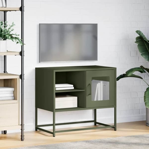 vidaXL tv-bord 68x39x60,5 cm stål olivengrøn