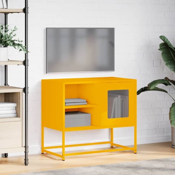 vidaXL tv-bord 68x39x60,5 cm stål sennepsgul
