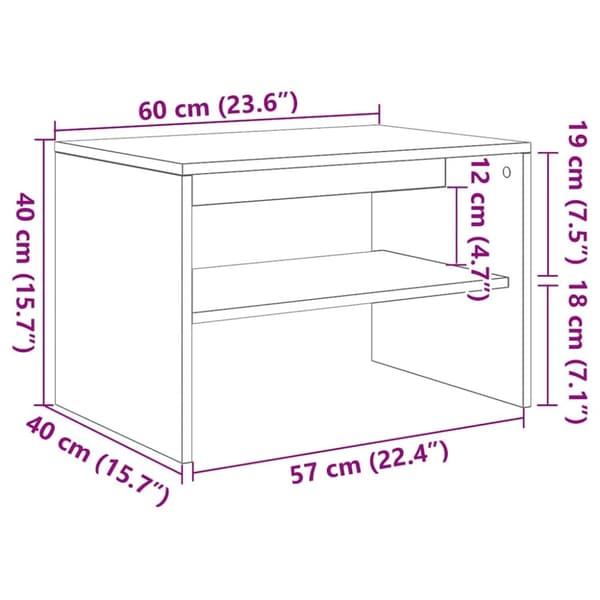 vidaXL TV-benk grå sonoma 60x40x40 cm konstruert tre