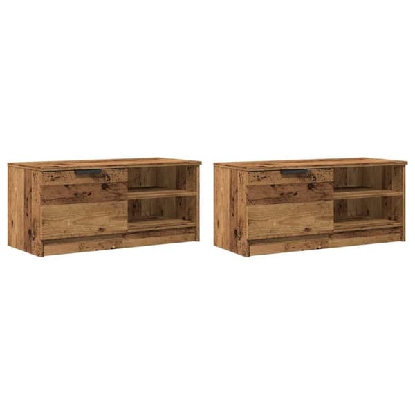 vidaXL TV-benker 2 stk gammelt tre 80x35x36,5 cm konstruert tre