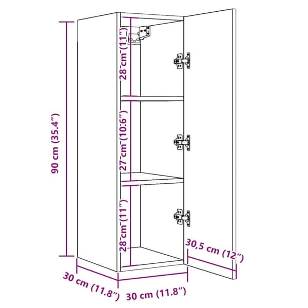 vidaXL TV-benk artisan eik 30,5x30x90 cm konstruert tre