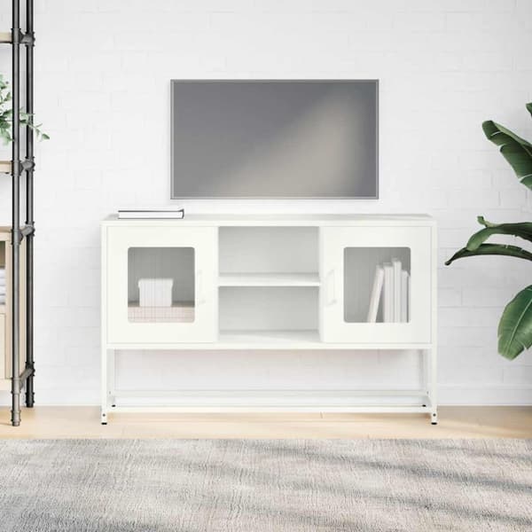 vidaXL TV-benk hvit 100,5x39x60,5 cm stål