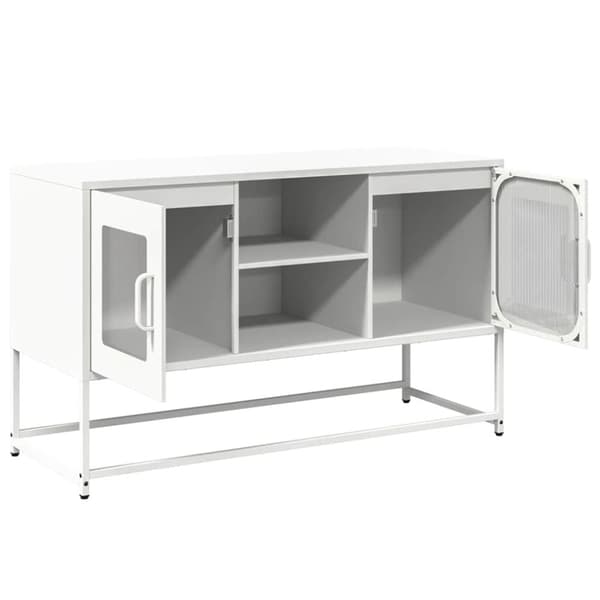 vidaXL TV-benk hvit 100,5x39x60,5 cm stål