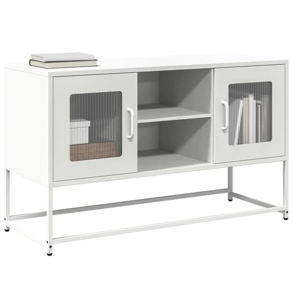 vidaXL TV-benk hvit 100,5x39x60,5 cm stål