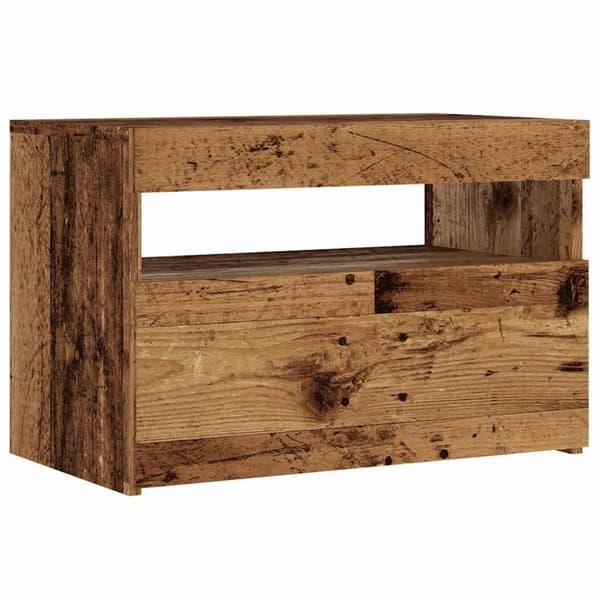 vidaXL TV-benk med LED-lys gammelt tre 60x35x40 cm konstruert tre