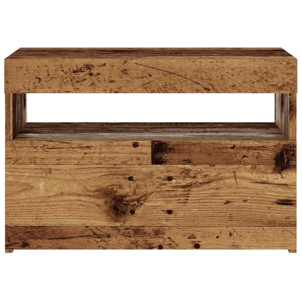vidaXL TV-benk med LED-lys gammelt tre 60x35x40 cm konstruert tre