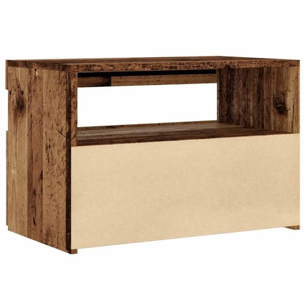 vidaXL TV-benk med LED-lys gammelt tre 60x35x40 cm konstruert tre