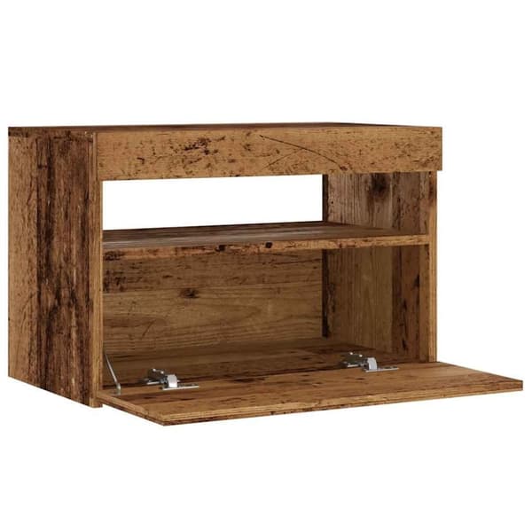 vidaXL TV-benk med LED-lys gammelt tre 60x35x40 cm konstruert tre