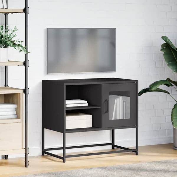 vidaXL TV-benk svart 68x39x60,5 cm stål