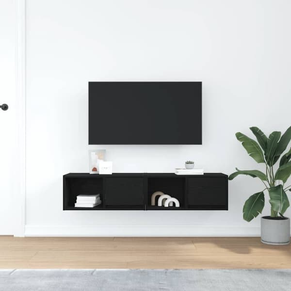 vidaXL TV-benker 2 stk svart eik 60x31x25,5 cm konstruert tre