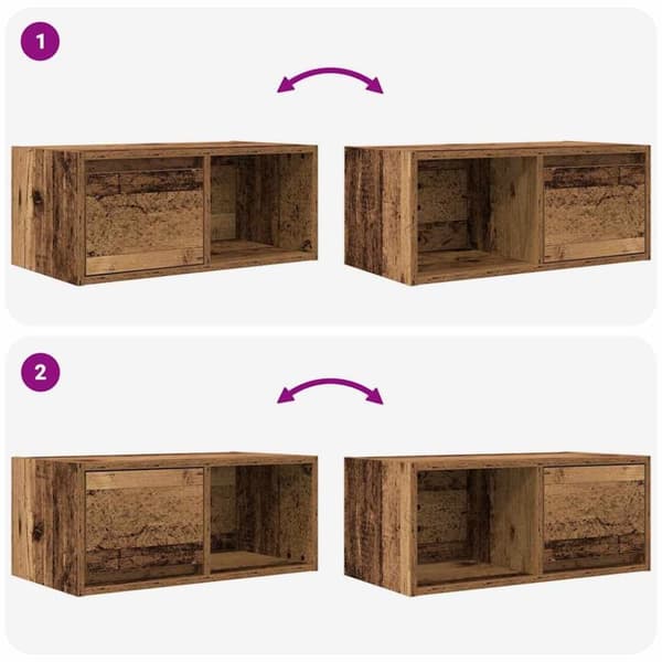 vidaXL tv-borde 2 stk. 60x31x25,5 cm konstrueret træ gammelt trælook