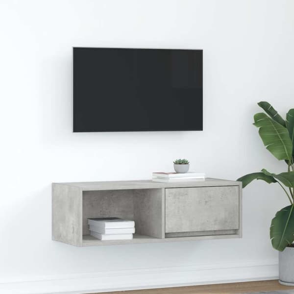 vidaXL TV-taso betoninharmaa 80x31x25,5 cm tekninen puu