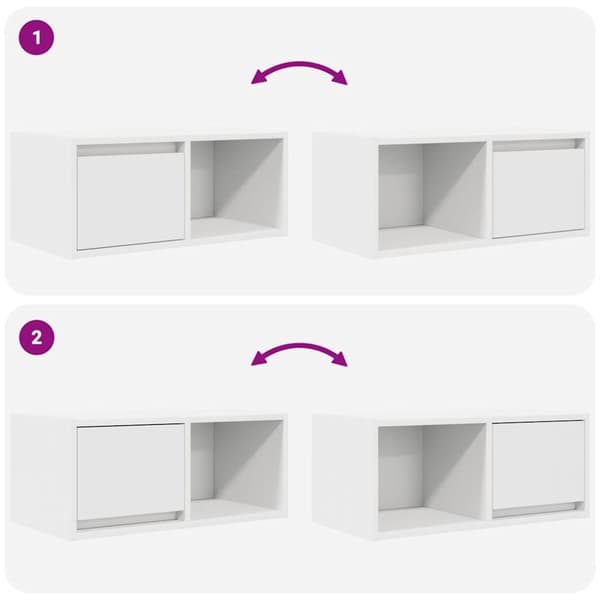 vidaXL TV-benker 2 stk hvit 60x31x25,5 cm konstruert tre