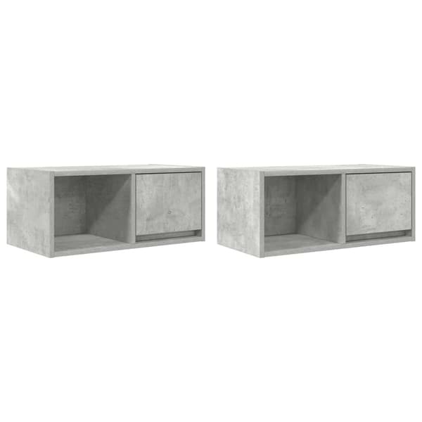 vidaXL TV-benker 2 stk betonggrå 60x31x25,5 cm konstruert tre