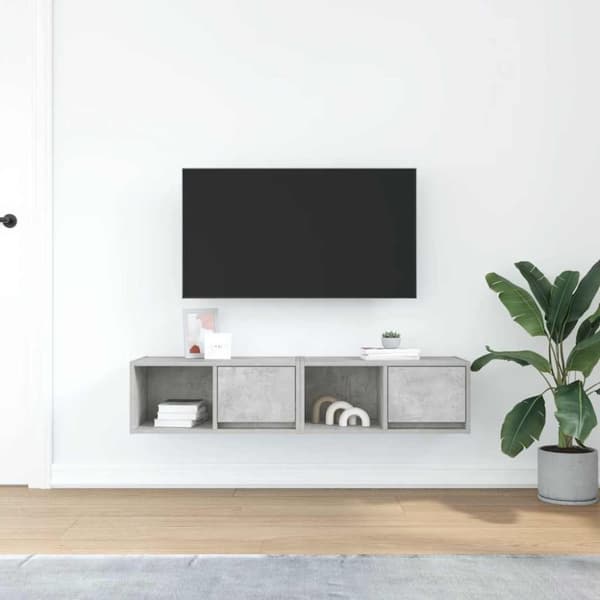 vidaXL TV-benker 2 stk betonggrå 60x31x25,5 cm konstruert tre