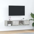 Miniatyrbilde 2 av 11: vidaXL TV-benker 2 stk betonggrå 60x31x25,5 cm konstruert tre