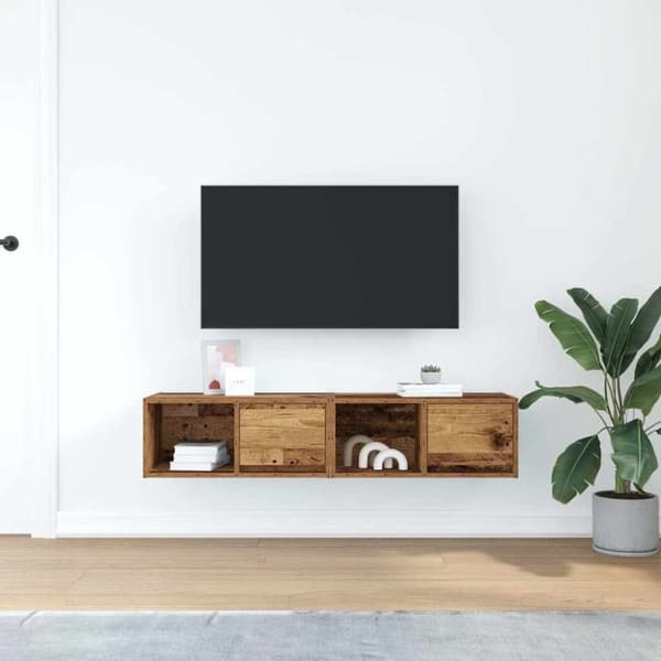 vidaXL TV-bänkar 2 st gammalt trä 60x31x25,5 cm konstruerat trä