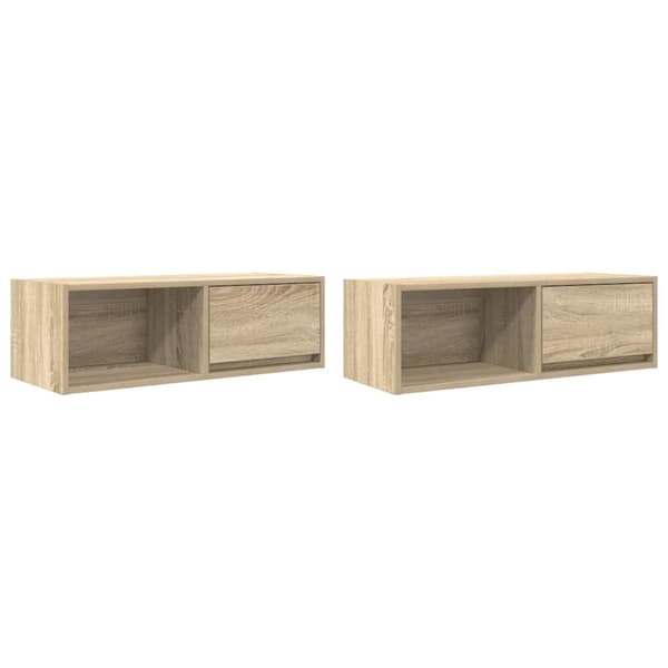vidaXL tv-borde 2 stk. 80x31x25,5 cm konstrueret træ sonoma-eg