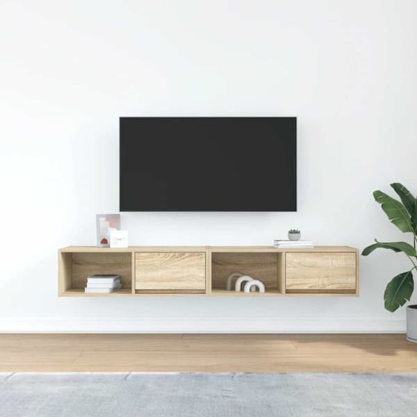 vidaXL tv-borde 2 stk. 80x31x25,5 cm konstrueret træ sonoma-eg