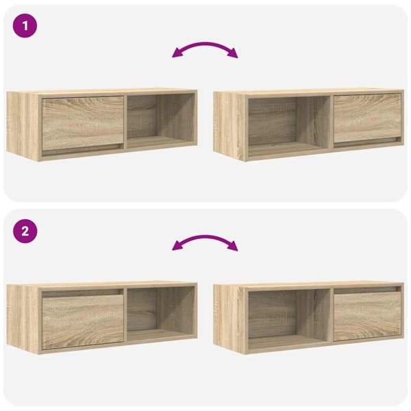 vidaXL tv-borde 2 stk. 80x31x25,5 cm konstrueret træ sonoma-eg