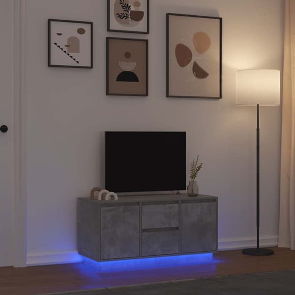 vidaXL sengebord med LED-lys 100x41x50 cm betongrå