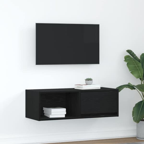 vidaXL TV-benk svart eik 80x31x25,5 cm konstruert tre