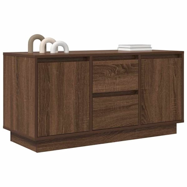 vidaXL TV-benk med LED-lys brun eik 100x41x50 cm