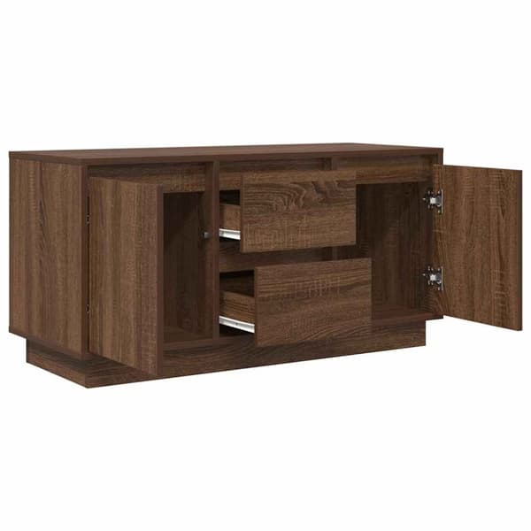 vidaXL TV-benk med LED-lys brun eik 100x41x50 cm