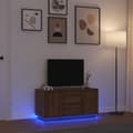Miniatyrbilde 2 av 11: vidaXL TV-benk med LED-lys brun eik 100x41x50 cm