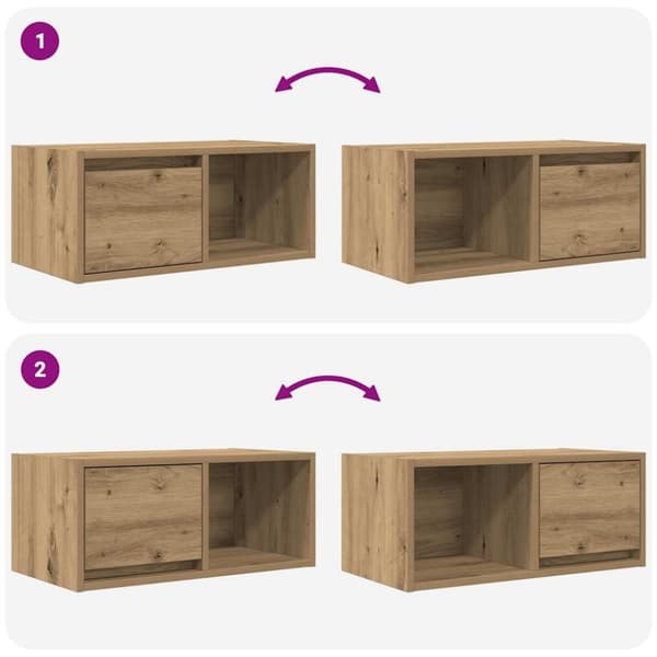 vidaXL TV-benk artisan eik 60x31x25,5 cm konstruert tre