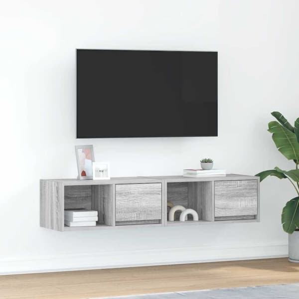 vidaXL TV-benker 2 stk grå sonoma 60x31x25,5 cm konstruert tre