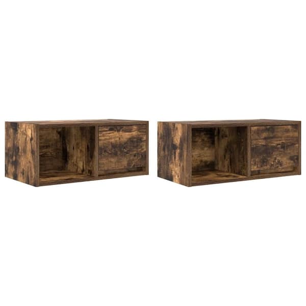 vidaXL TV-bänkar 2 st rökt ek 60x31x25,5 cm konstruerat trä