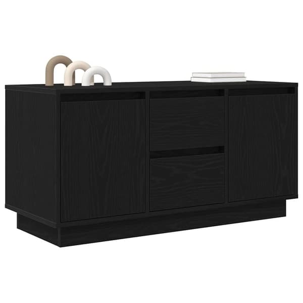 vidaXL TV-bänk med LED-lampor svart ek 100x41x50 cm