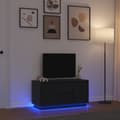 Miniatyrbild 2 av 11: vidaXL TV-bänk med LED-lampor svart ek 100x41x50 cm