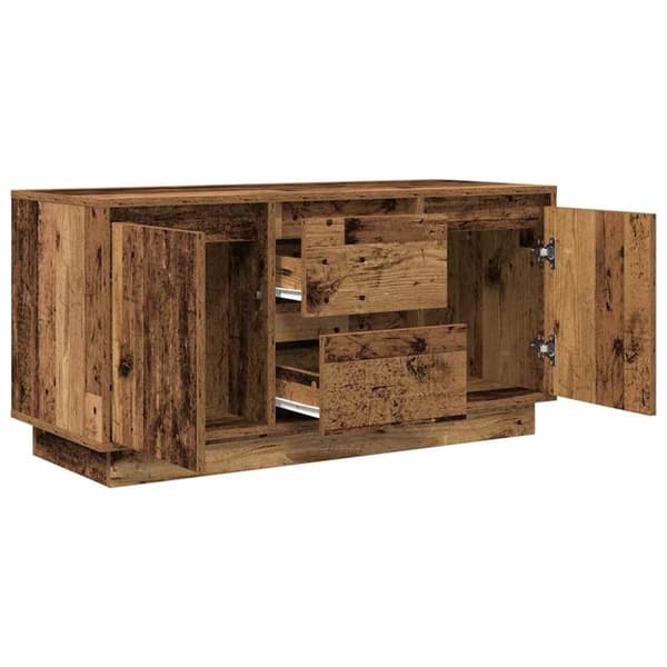 vidaXL TV-benk med LED-lys gammelt tre 100x41x50 cm