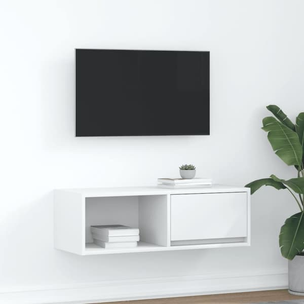 vidaXL TV-benk hvit 80x31x25,5 cm konstruert tre