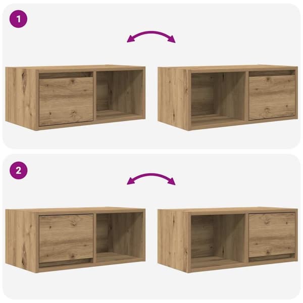 vidaXL TV-benker 2 stk artisan eik 60x31x25,5 cm konstruert tre