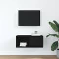 Miniatyrbild 4 av 11: vidaXL TV-bänk svart ek 60x31x25,5 cm konstruerat trä
