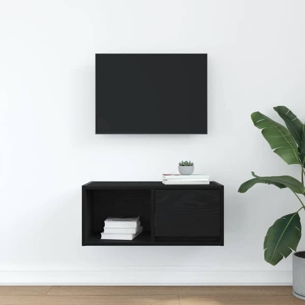 vidaXL TV-bänk svart ek 60x31x25,5 cm konstruerat trä