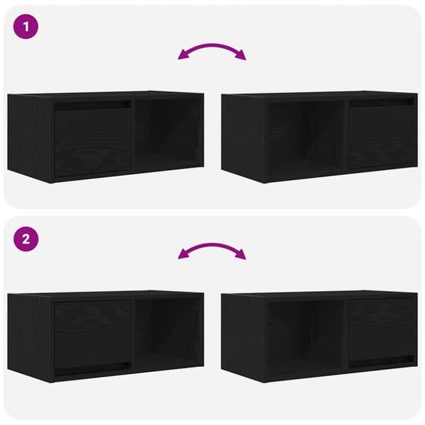vidaXL TV-bänk svart ek 60x31x25,5 cm konstruerat trä