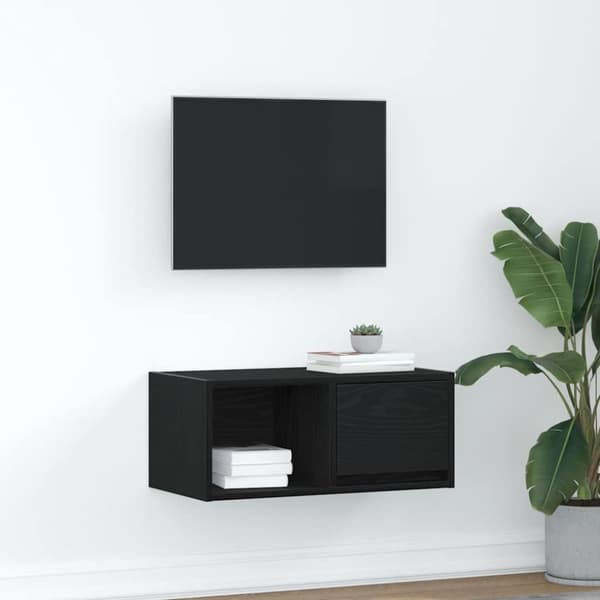 vidaXL TV-bänk svart ek 60x31x25,5 cm konstruerat trä