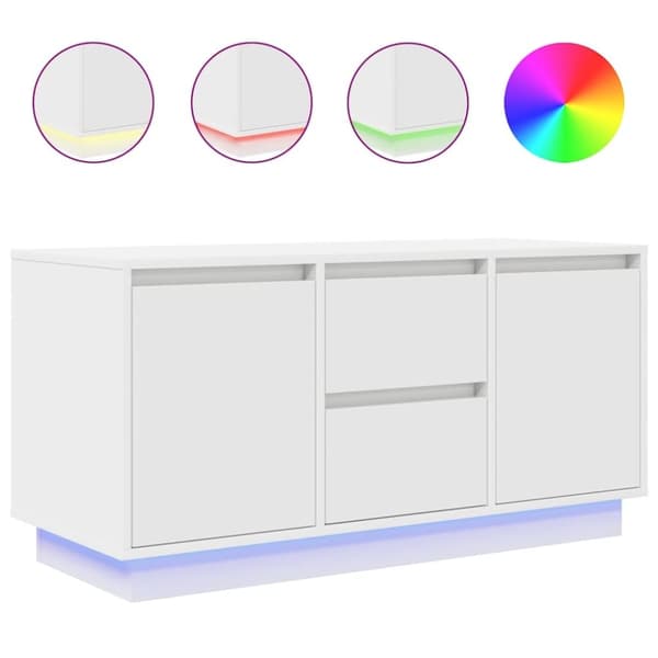 vidaXL TV-bänk med LED-lampor vit 100x41x50 cm