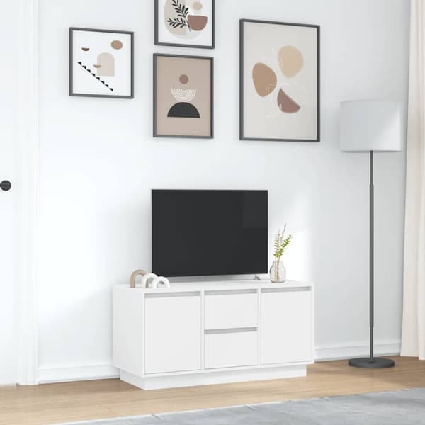 vidaXL TV-bänk med LED-lampor vit 100x41x50 cm