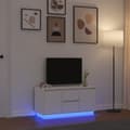 Miniatyrbild 2 av 11: vidaXL TV-bänk med LED-lampor vit 100x41x50 cm