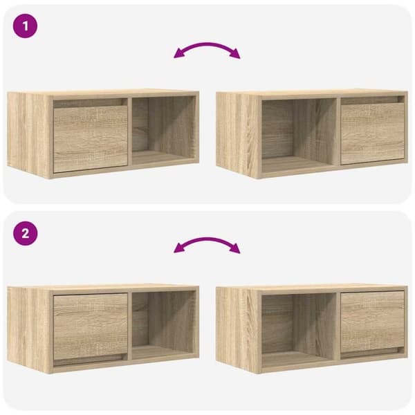 vidaXL TV-benker 2 stk sonoma eik 60x31x25,5 cm konstruert tre