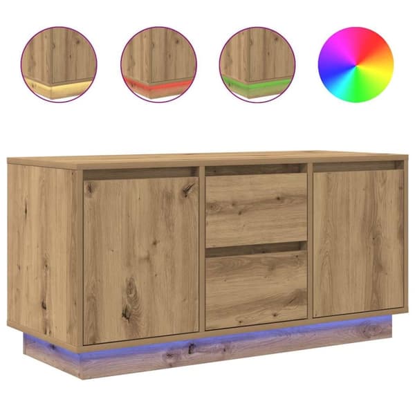 vidaXL TV-benk med LED-lys artisan eik 100x41x50 cm