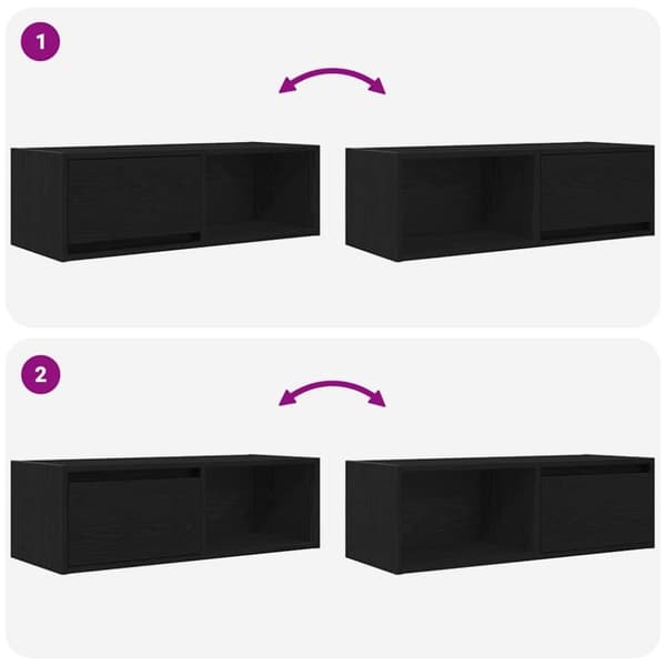 vidaXL TV-benker 2 stk svart eik 80x31x25,5 cm konstruert tre