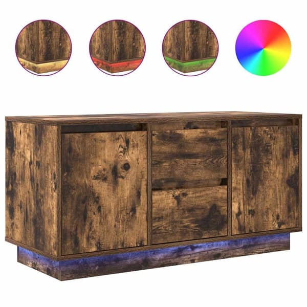 vidaXL TV-bänk med LED-lampor rökt ek 100x41x50 cm